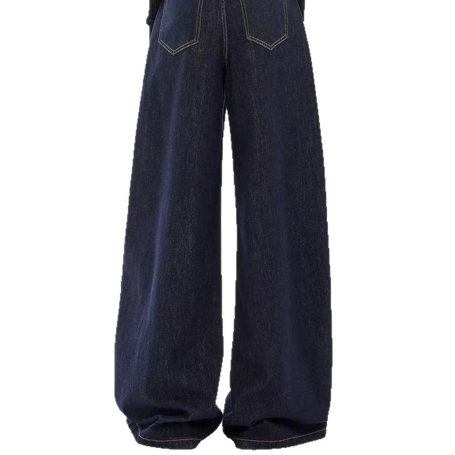 Damen weite Denim-Jeans im lässigen Stil mit hoch geschnittenem Bund und modernen Features R&B
