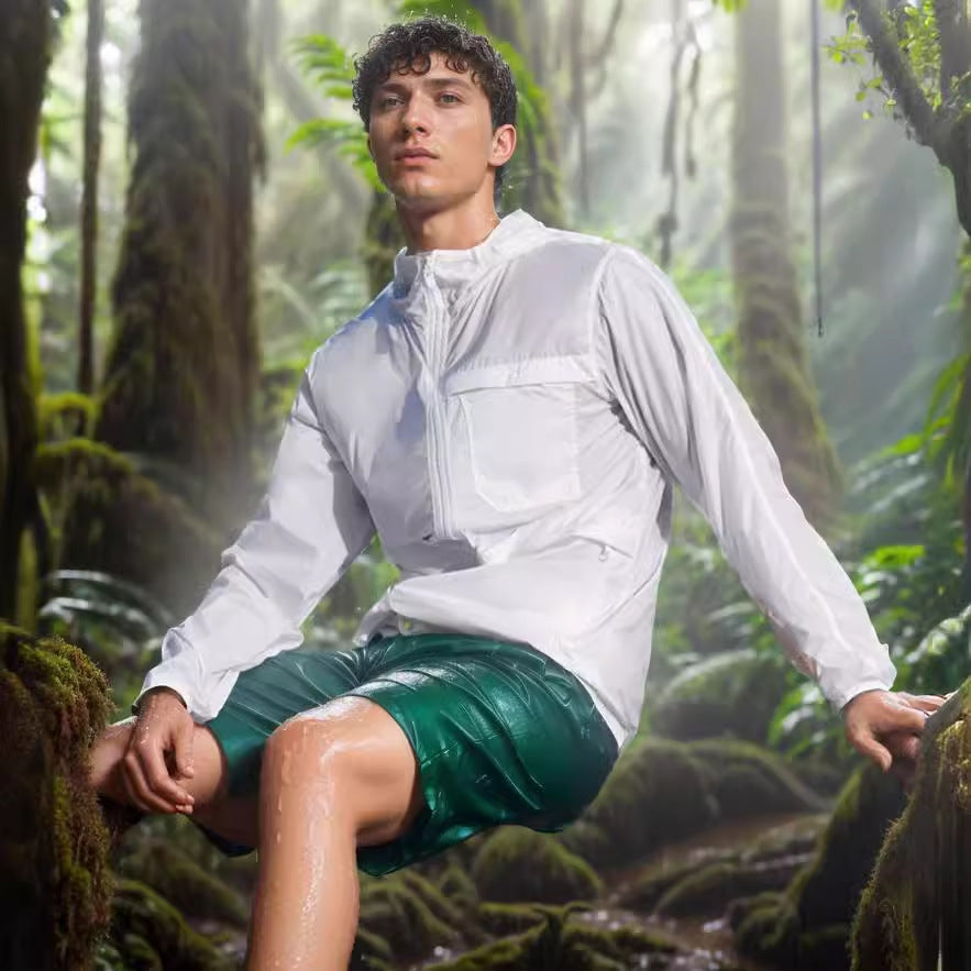 Herren leichte Outdoor-Jacke mit praktischen Taschen und verstellbarem Kapuzenkragen R&B