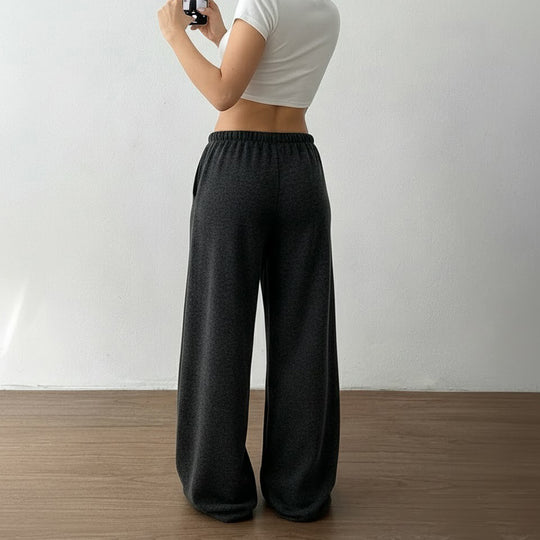 Damen lässige Palazzo-Hose mit elastischem Bund und verstellbarem Kordelzug R&B