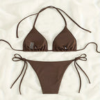 Damen Triangel-Bikini mit feiner Rippstruktur und verstellbaren Trägern R&B