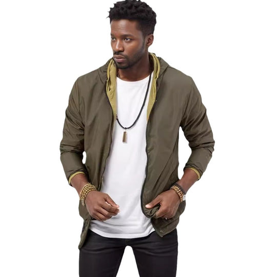Herren leichte Übergangsjacke mit verstellbarer Kapuze R&B