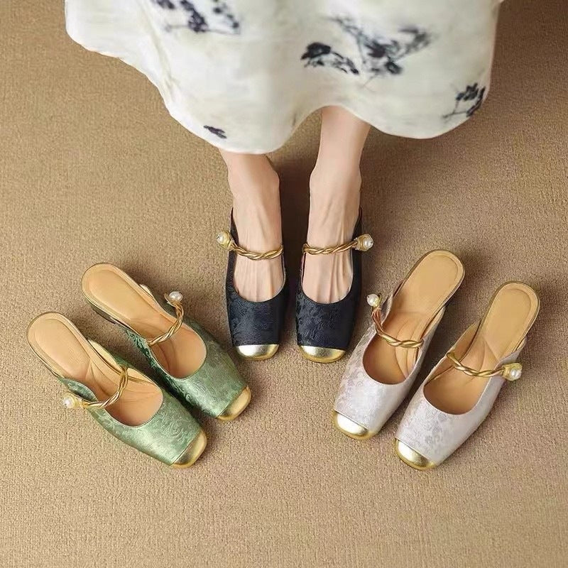 Damen Glänzende Slingback-Pumps mit kunstvollem Design R&B