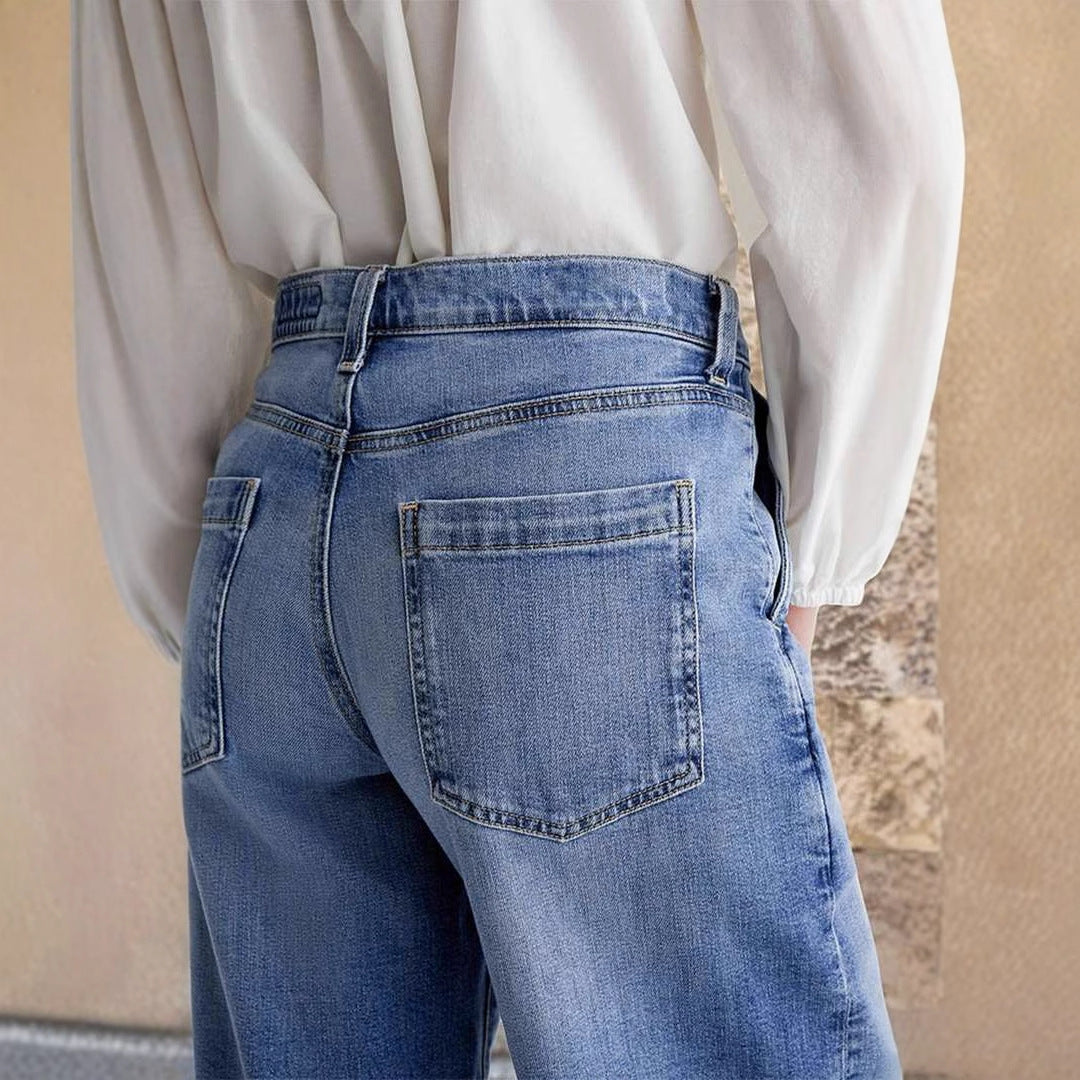 Damen Weite Jeans mit hohem Bund und klassischem Design R&B