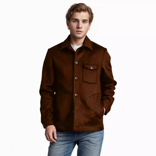 Herren modische Wolljacke mit Brusttasche und Knopfdetails R&B