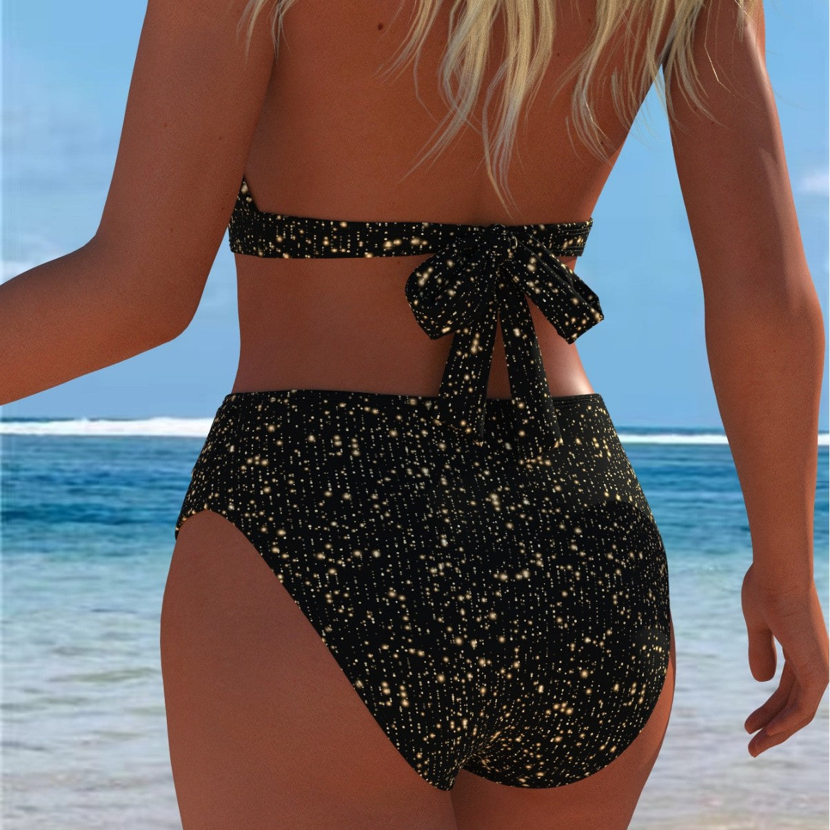 Damen Bikini mit luxuriösem Marmormuster und edlen Details R&B