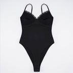 Damen eleganter Spitzen-Bodysuit mit feinen Trägern R&B