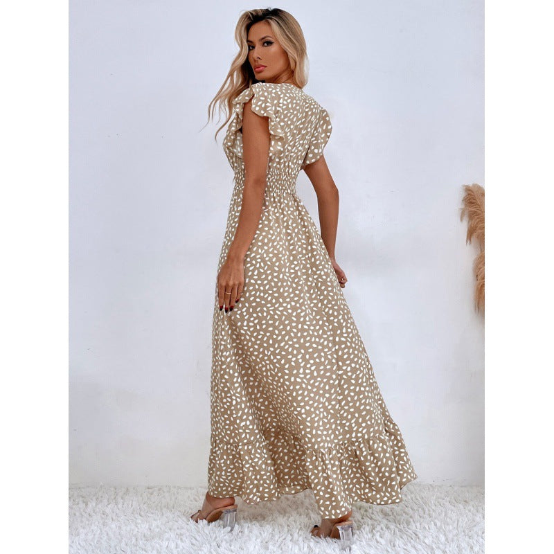 Damen Maxikleid mit Rüschendetails und verspieltem Muster R&B
