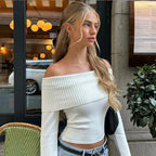 Damen Off-Shoulder Oberteil mit rippierter Struktur und figurbetonter Passform R&B