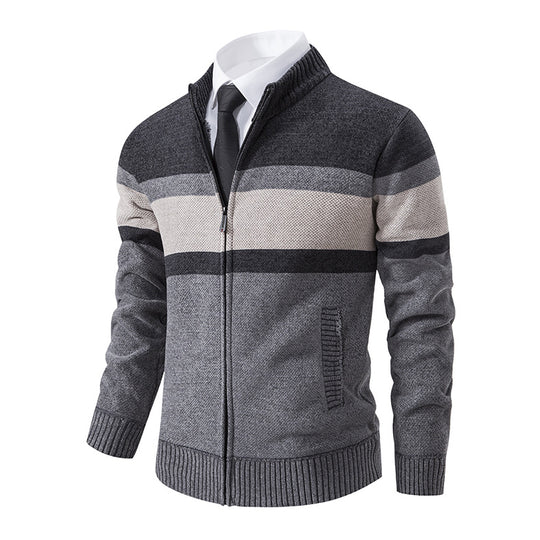 Herren Strickjacke mit hohem Kragen und innovativem Zip R&B