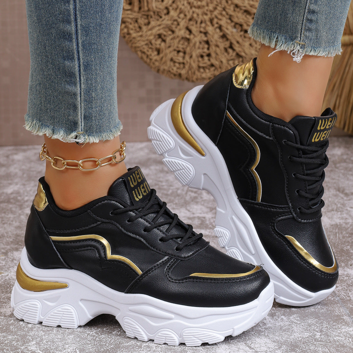Damen Sportliche Sneaker mit modischem Metallic-Detail und dämpfender Sohle R&B