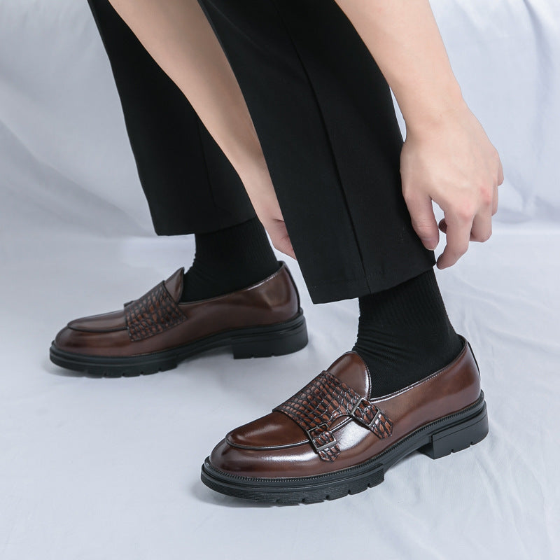 Damen elegante Mokassins mit modischen Schnallen und robustem Profil
