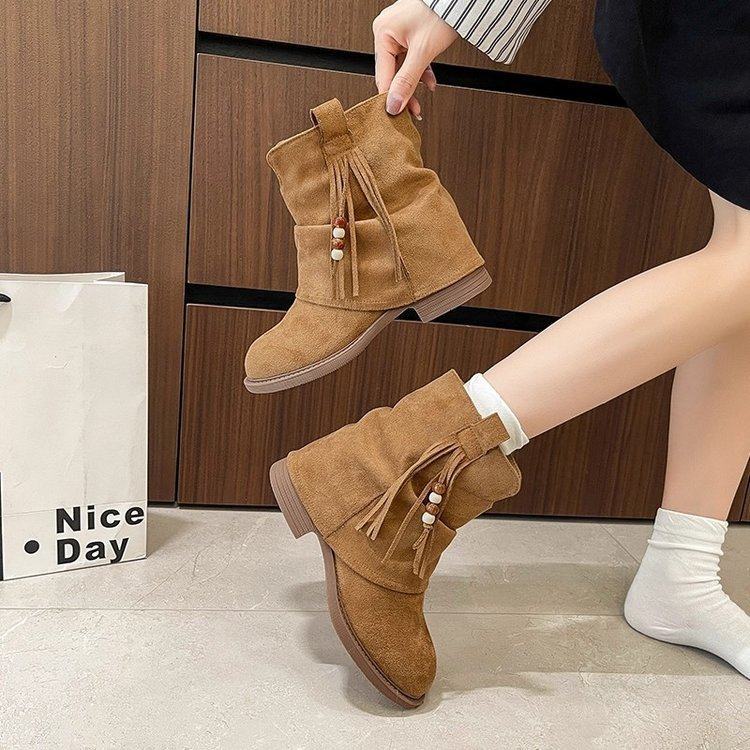 Damen Elegante Ankle Boots aus hochwertigem Wildleder mit dekorativem Tassel-Detail R&B