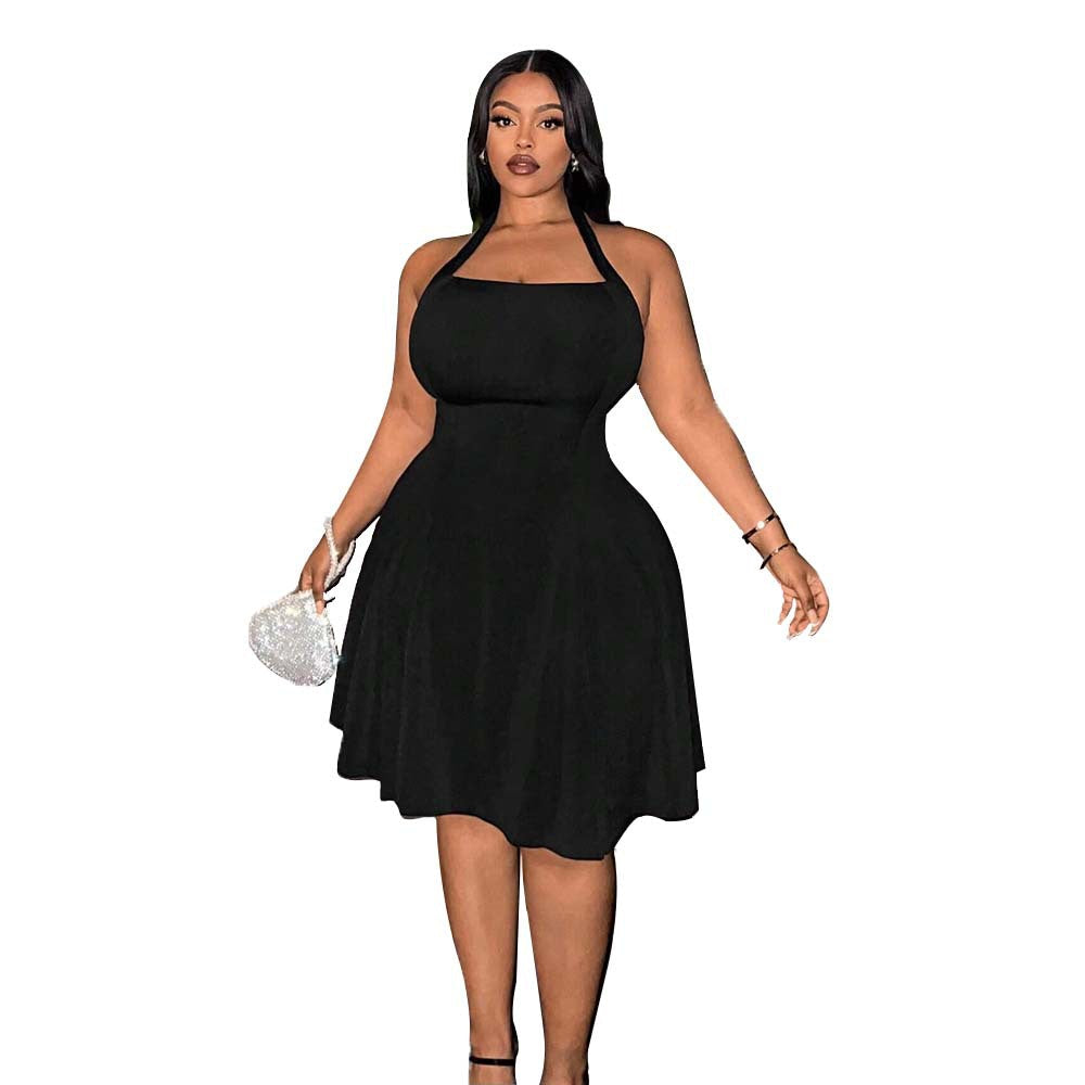 Damen A-Linien Freizeitkleid mit schulterfreiem Design und schwingendem Rock R&B
