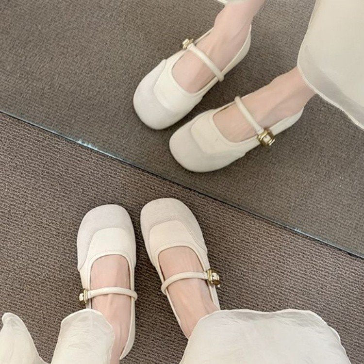 Damen elegante Ballerinas mit modischer Schnallenverzierung R&B