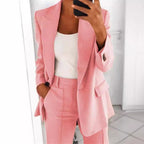 Damen nan Business-Blazer-Set mit strukturierter Oversize-Silhouette, Reverskragen und Bundfaltenhose R&B