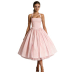 Damen Elegantes A-Linien Cocktailkleid mit schulterfreier Halterung und weichem Baumwollstoff R&B