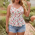 Damen, luftiges Blumenshirt mit Spaghettiträgern R&B