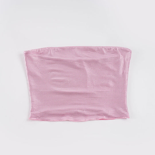 Damen Cropped Oberteil mit Netzdesign und schimmernden Akzenten R&B