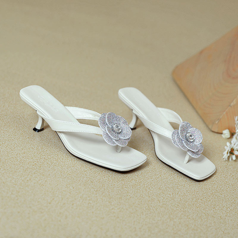 Damen Sling-Sandaletten mit funkelnder Blumenapplikation R&B