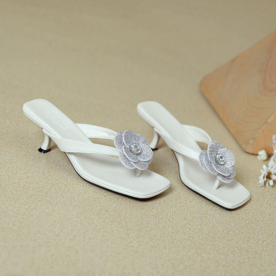 Damen Sling-Sandaletten mit funkelnder Blumenapplikation R&B