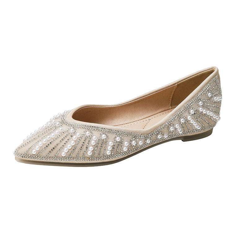 Damen Ballerinas mit funkelnden Perlen- und Strassdetails