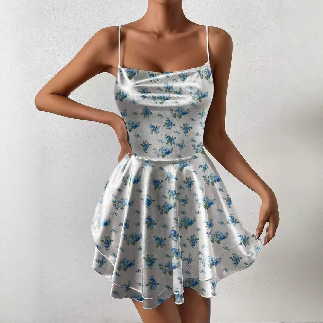 Damen Charmantes Minikleid mit Schichten und Spaghettiträgern R&B
