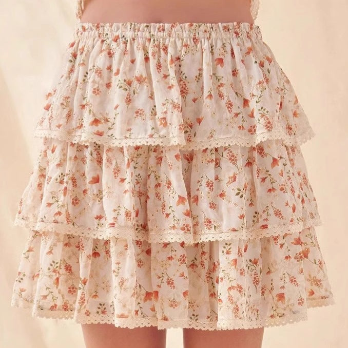 Damen schwingender Minirock mit floralen Rüschendetails R&B