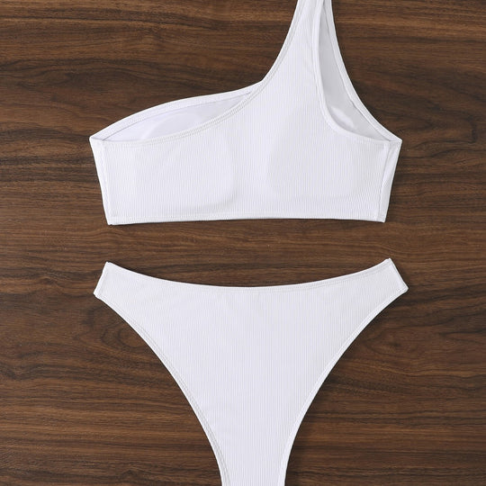 Damen Triangel-Bikini mit asymmetrischem Schnitt und raffiniertem Rippendesign R&B