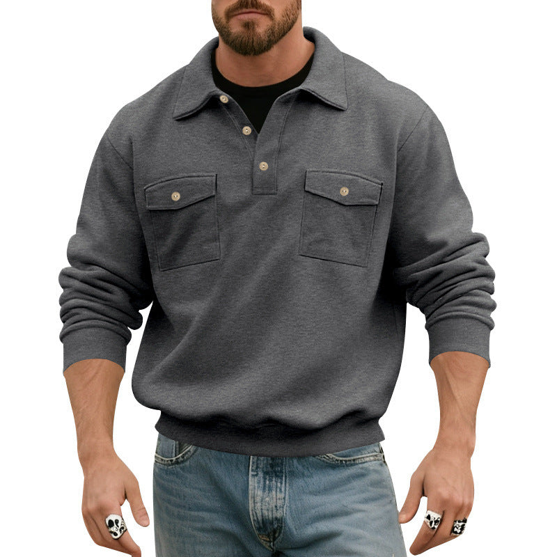 Herren lässiger Pullover mit praktischen Pattentaschen R&B