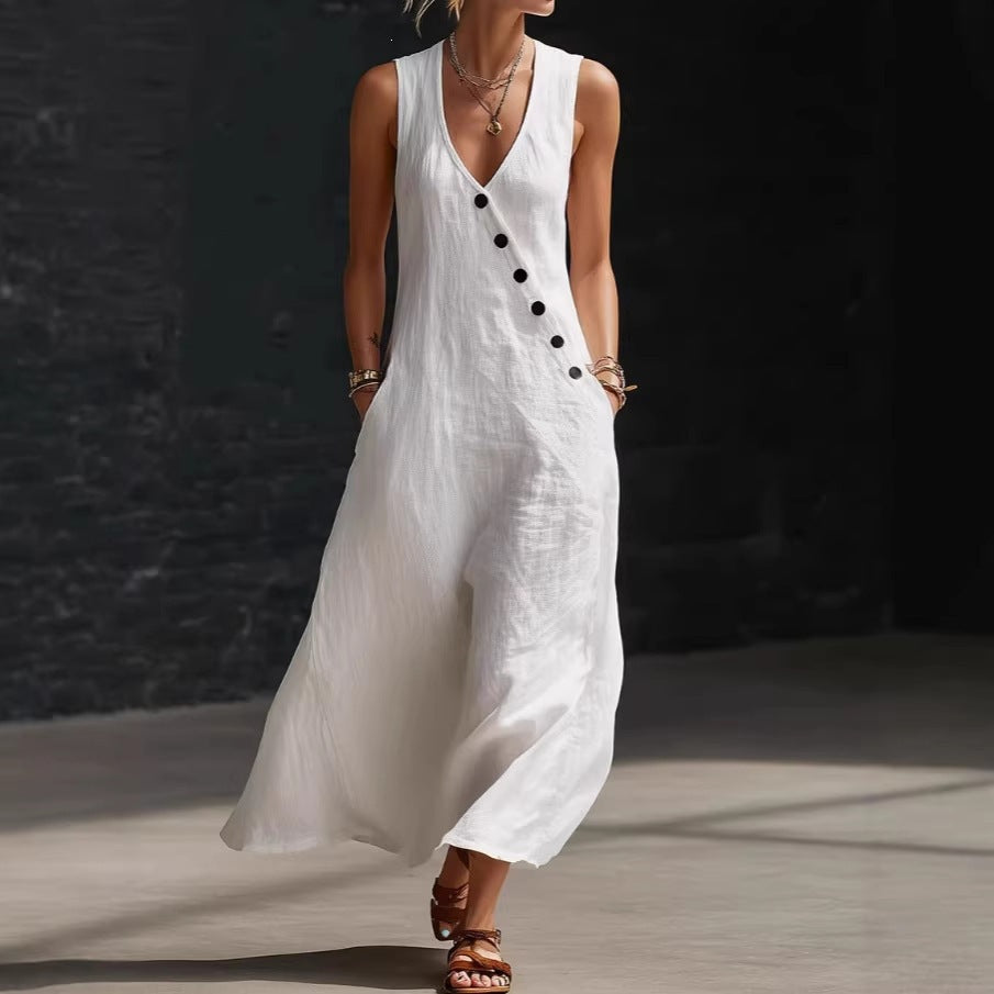Damen Langarmkleid mit seitlichem Schlitz und Knopfdetails R&B