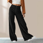 Damen Weit geschnittene Stoffhose mit eleganten Taschen R&B