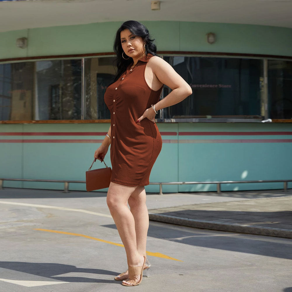 Damen Freizeitkleid mit Knopfdetails und figurbetontem Schnitt R&B