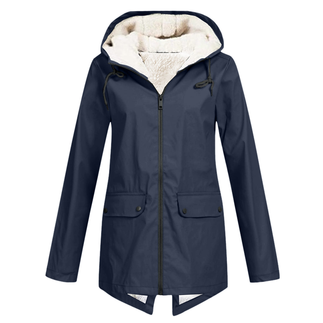 Damen wetterfeste und gefütterte Regenjacke mit verstellbarem Kapuzenkragen R&B