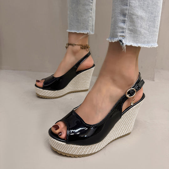 Damen Wedge-Sandalen mit modischem Perlen-Detail R&B