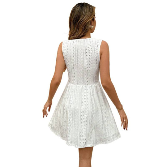 Damen Sommerliches Spitzenkleid mit tiefem V-Ausschnitt und elastischem Tailleneinsatz R&B