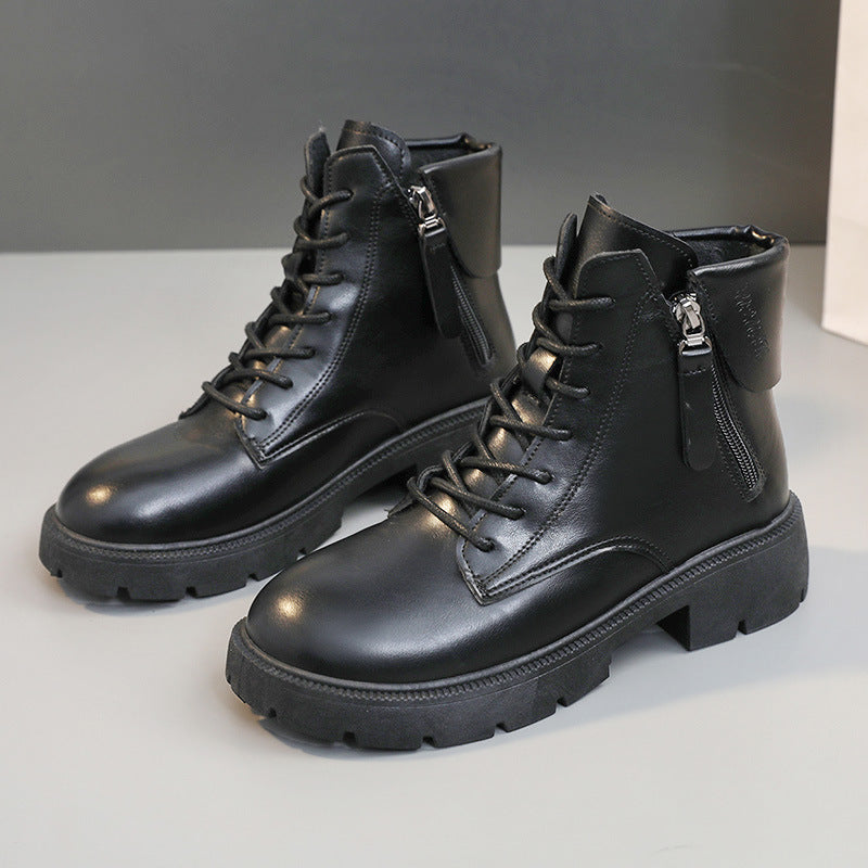 Damen hochwertige Lederstiefeletten mit seitlichem Reißverschluss R&B