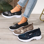 Damen Komfortable und atmungsaktive Slip-On Laufsohle mit floralem Dekor R&B