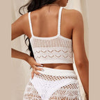Damen Häkel Crop-Top und Rock Set R&B