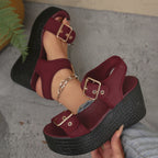 Damen Wedge-Sandalen mit verstellbaren Schnallen und rutschfester Sohle R&B
