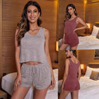 Damen lässiges Kurzarm Oberteil und Shorts Set R&B
