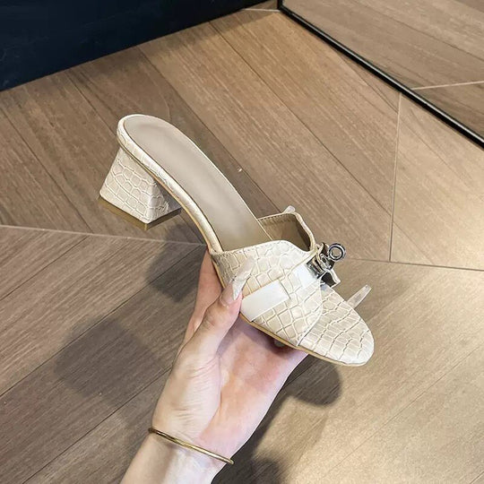 Damen elegante Clogs mit modischem Kettenakzent R&B