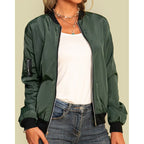 Damen nan leichte Bomberjacke mit Reißverschluss, Rippbündchen und Ärmel-Tasche R&B