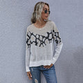 Damen Strickpullover mit modernem grafischen Muster und lässigem Schnitt R&B