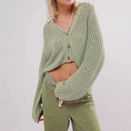 Damen Strickjacke mit femininer Silhouette und lässigem Knopfdesign R&B