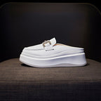 Damen elegante Plateau Clogs mit modischer Schnallen-Applikation
