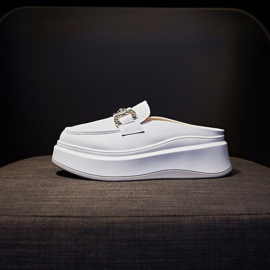 Damen elegante Plateau Clogs mit modischer Schnallen-Applikation R&B