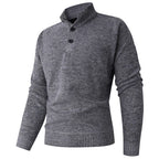 Herren Strickpullover mit modernem Stehkragen und dekorativen Knopfdetails R&B