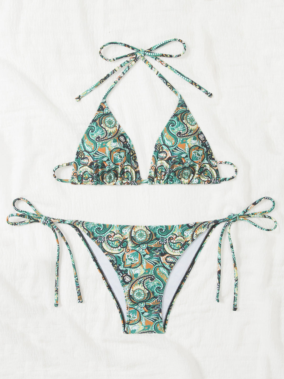 Damen Bikini-Set mit verspieltem Bindeband und buntem Muster R&B