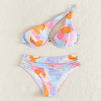 Damen Bikini mit asymmetrischem Design und modischem Farbspiel R&B