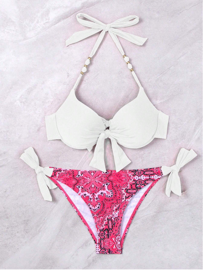 Damen Bikini-Set mit modischem Knoten und bunten Akzenten R&B